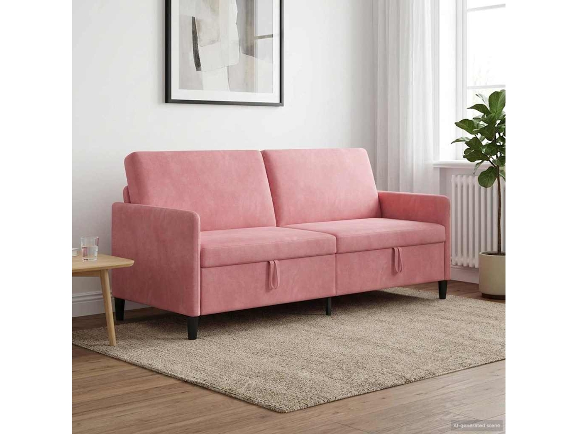 Vidaxl Sofa Com Armazenamento Rosa 192 X 78 X 87 Cm Poliéster