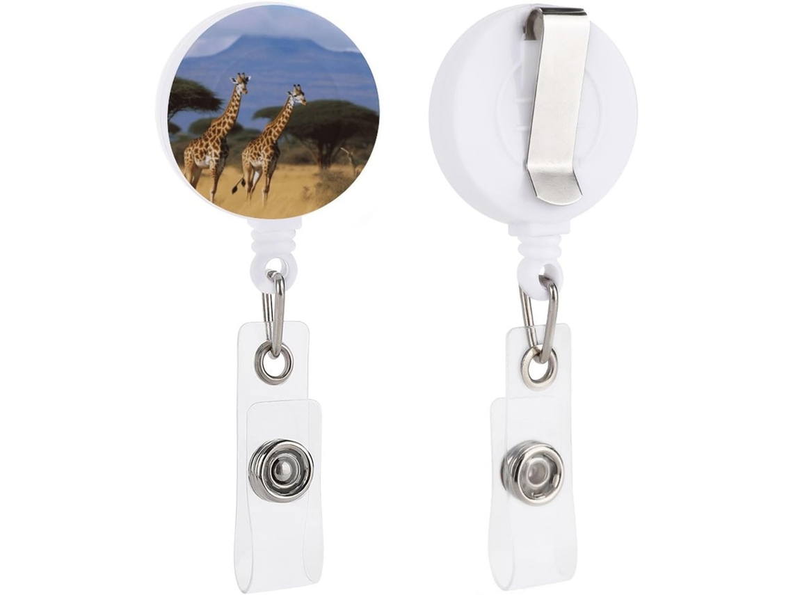 Girafas Dá Vida Floresta Africana Divertido Porta Crachás Retrátil Com Clipe Enfermeira, Chaveiro Fofo, Porta