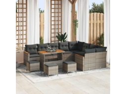 Vidaxl Conjunto De Sofá De Jardim 13 Unid. 9-número De Lugares Cinzeto