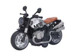 Brinquedo De Moto Retrô Com Tração E Luzes, Modelo De Moto De Liga, 1:12, Prata E Preto, Para Crianças