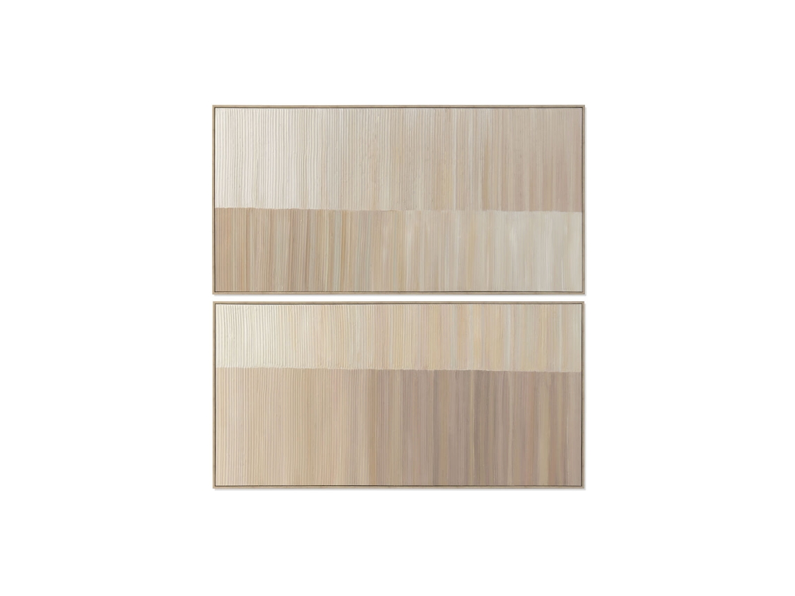 Pintura Home Esprit Branco Bege Moderno Urbana 142,5 X 4,5 X 72,5 Cm (2 Unidades)
