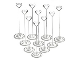 10 Portavasos De Mesa Com Clip Coração 22cm Altura Portafotos Notas Para Bodas Festa Ocasiões Prata