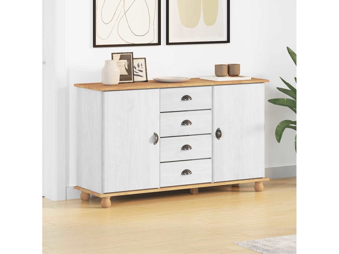 Vidaxl Buffet Askim 133,5 X 40 X 79 Cm Madeira De Pinho Maciça
