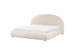 Cama Con Almacenaje Beliani Grasse De Tela Beige 220x225x115