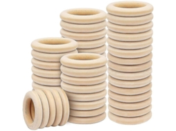 Aros De Madeira Naturais 55mm (100 Unidades) Para Diy Artesanato Decoração E Presentes