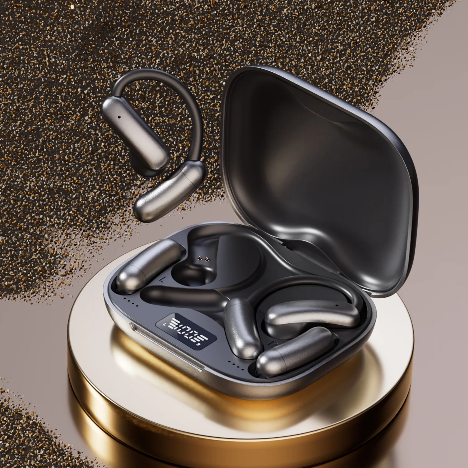 (preto) Fones De Ouvido Bluetooth 6.0 De Design Aberto Com Bateria Substituível E Duração De Bateria Ultralonga.