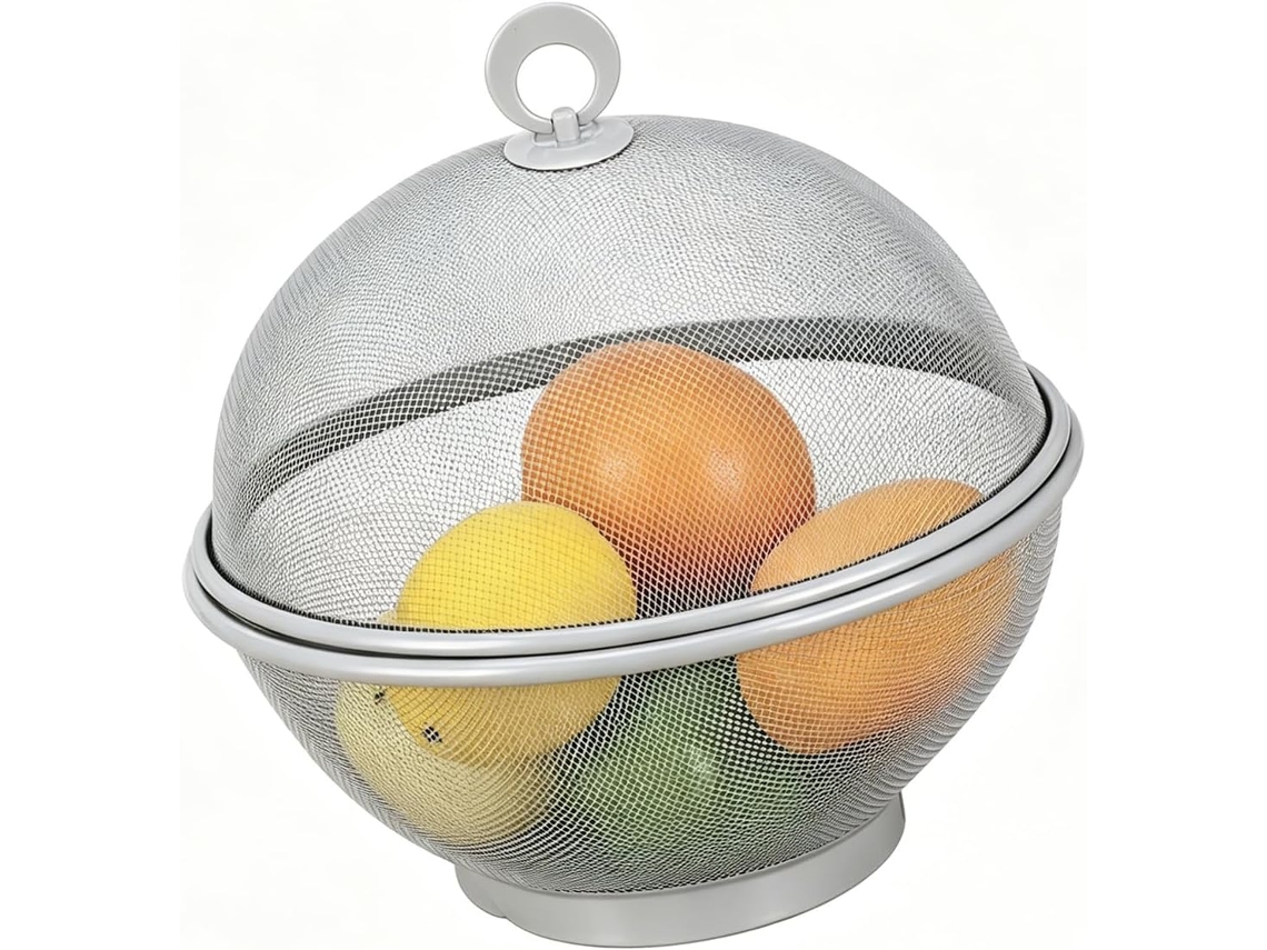 Fruteira Metálica Com Base Elevada, 28 Cm/11,02 Polegadas, Com Tampa, Organizador De Bancada Para Cozinha,