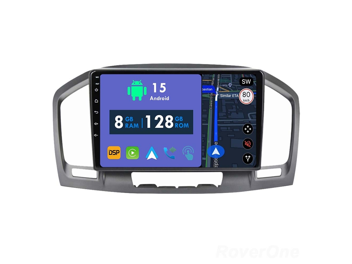 Auto Rádio Carro Bluetooth Autoradio 8GB RAM 128G ROM CarPlay Navegação GPS Ecrã Táctil RoverOne para Opel Insignia 1 2009-2013  