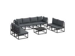 Conjunto 9 Conjunto De Sofá De Jardim Vidaxl Preto Alumínio (283 X 71,5 X 71 Cm)