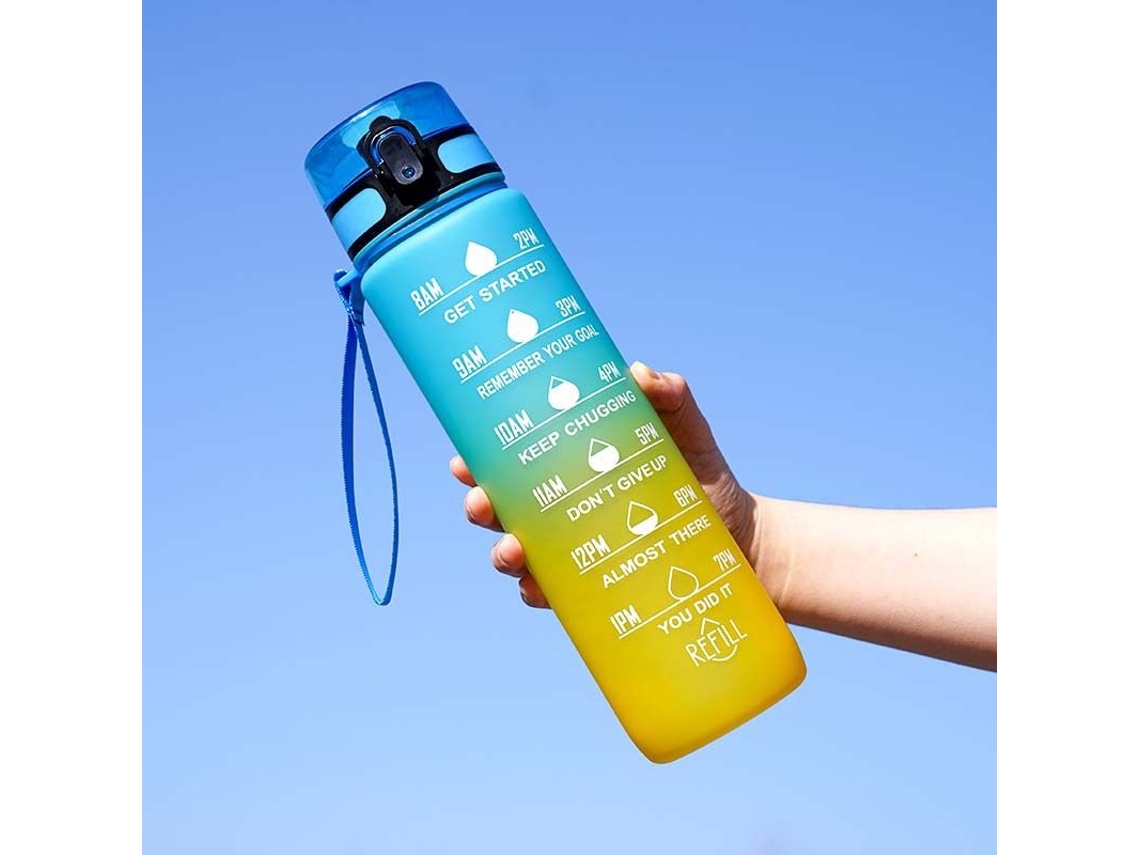 (amarelo 900ml) Garrafa De Água Esportiva De Grande Capacidade, Alça Com Degradê, Garrafa De Água De Plástico Portátil
