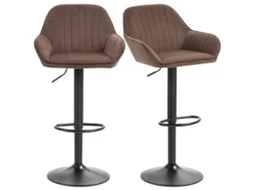 Conjunto De 2 Bancos De Bar Giratórios, Bancos Altos De Cozinha Com Altura Ajustável, 50,5x50x87-107 Cm, Marrom