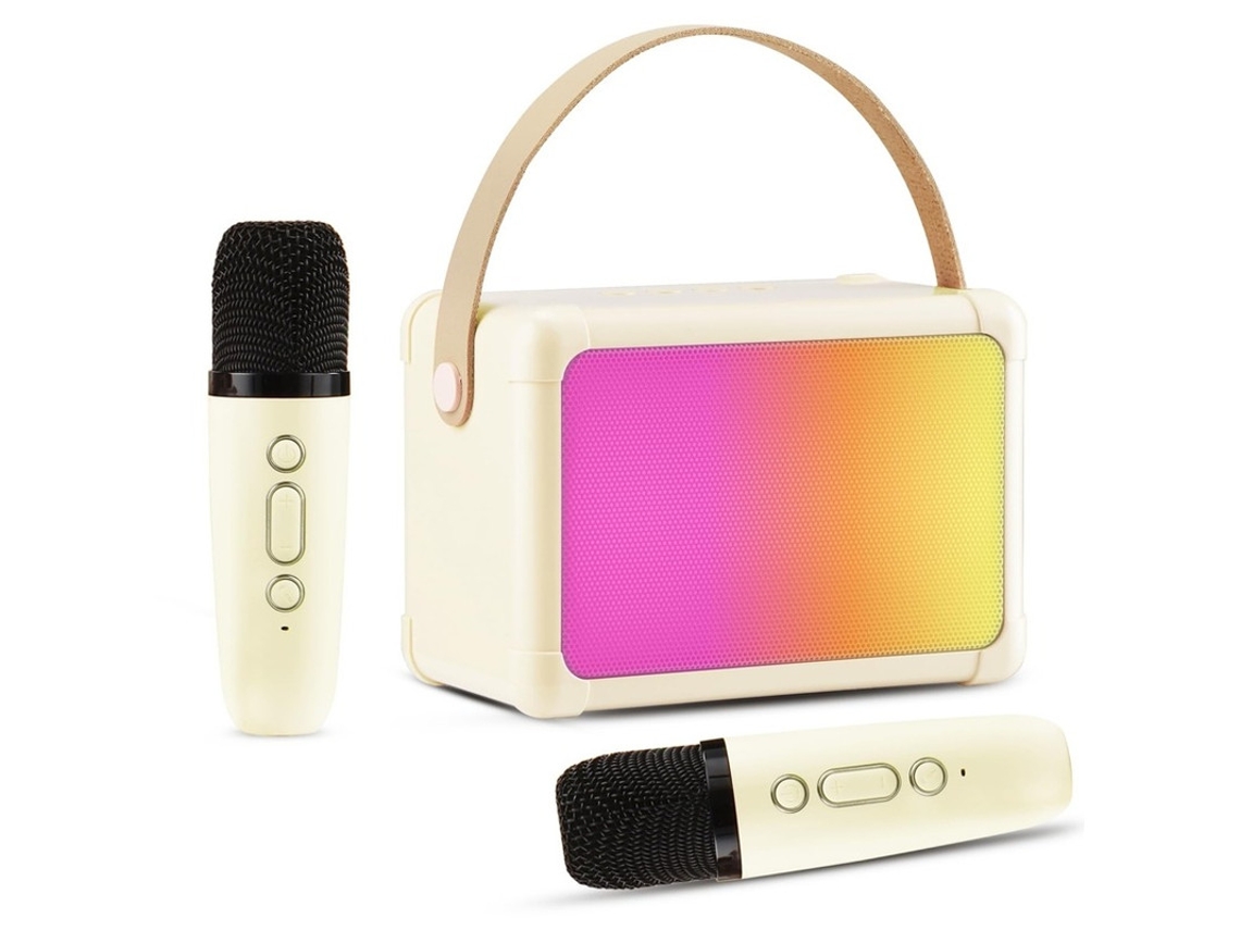 Máquina De Karaokê Para Crianças Mini Alto Falante Portátil Bluetooth De Karaokê Com 2 Microfones Sem Fio E Luzes Coloridas Para Crianças E Yizhood