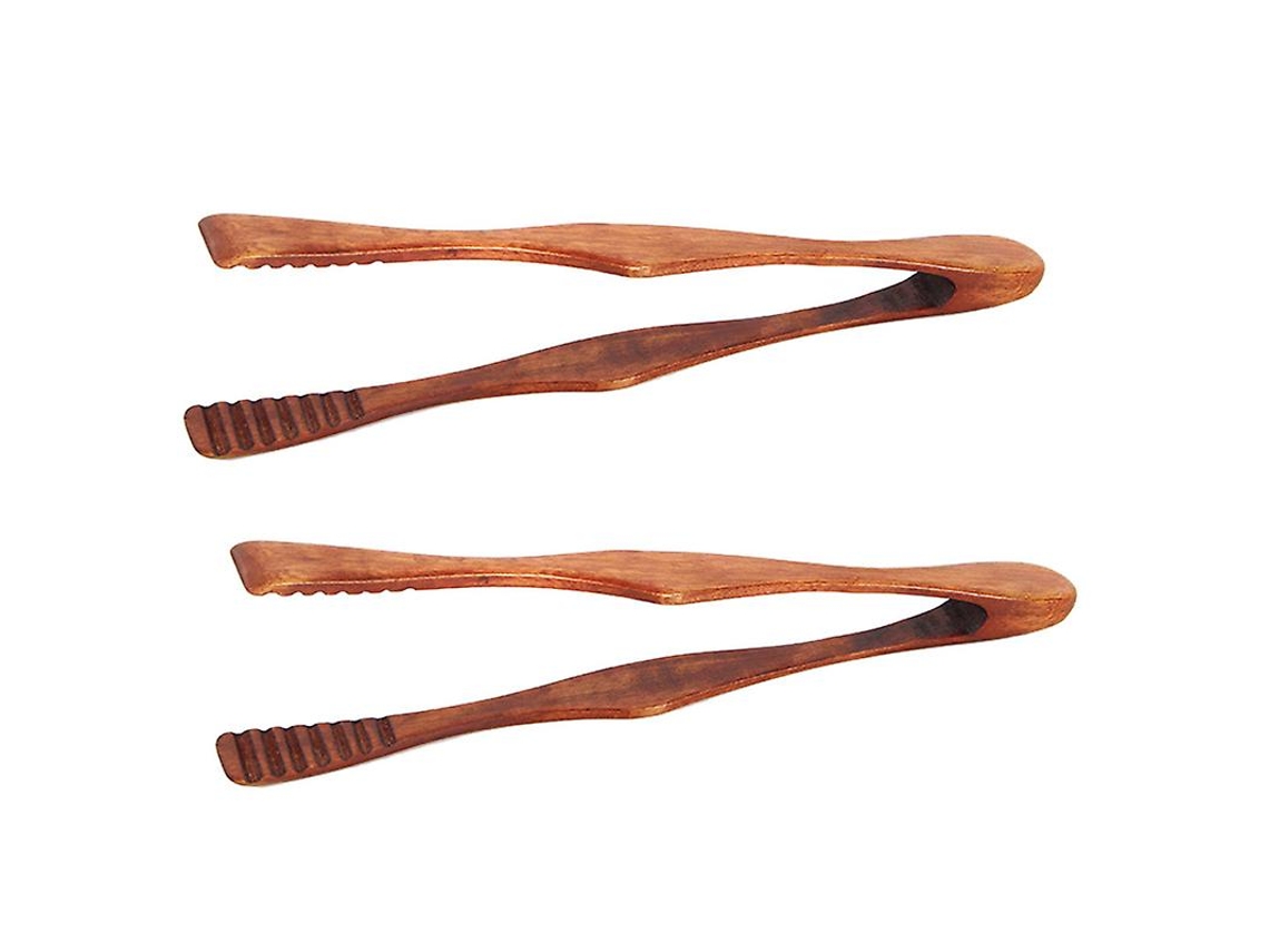 2 Peças De Pinças Para Comida De Madeira