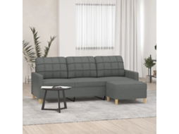Vidaxl Sofá De 3 Lugares Com Apoio De Pés 180 Cm Tecido Cinza-escuro