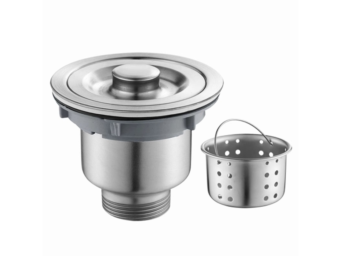 Conjunto De Ralo De Pia De Cozinha Em Aço Inoxidável (110 Mm) – Filtro De Cesto Com Adaptador De Redução