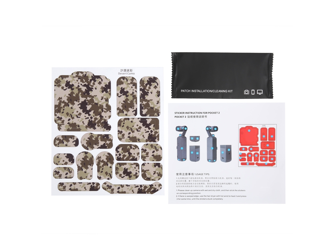 Película Protetora Adesiva De Pvc Resistente A Arranhões Para Acessórios Da Câmera Portátil Pocket 2 - Camuflagem Do Deserto (6 Un-aquaforge