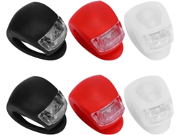 Conjunto De 6 Luzes Led Silicone Para Bicicleta, Dianteiras E