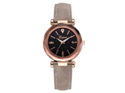 Relógio de Quartzo Feminino Vintage com Pulseira de Couro Pu e Mostrador de Céu Estrelado Cinza