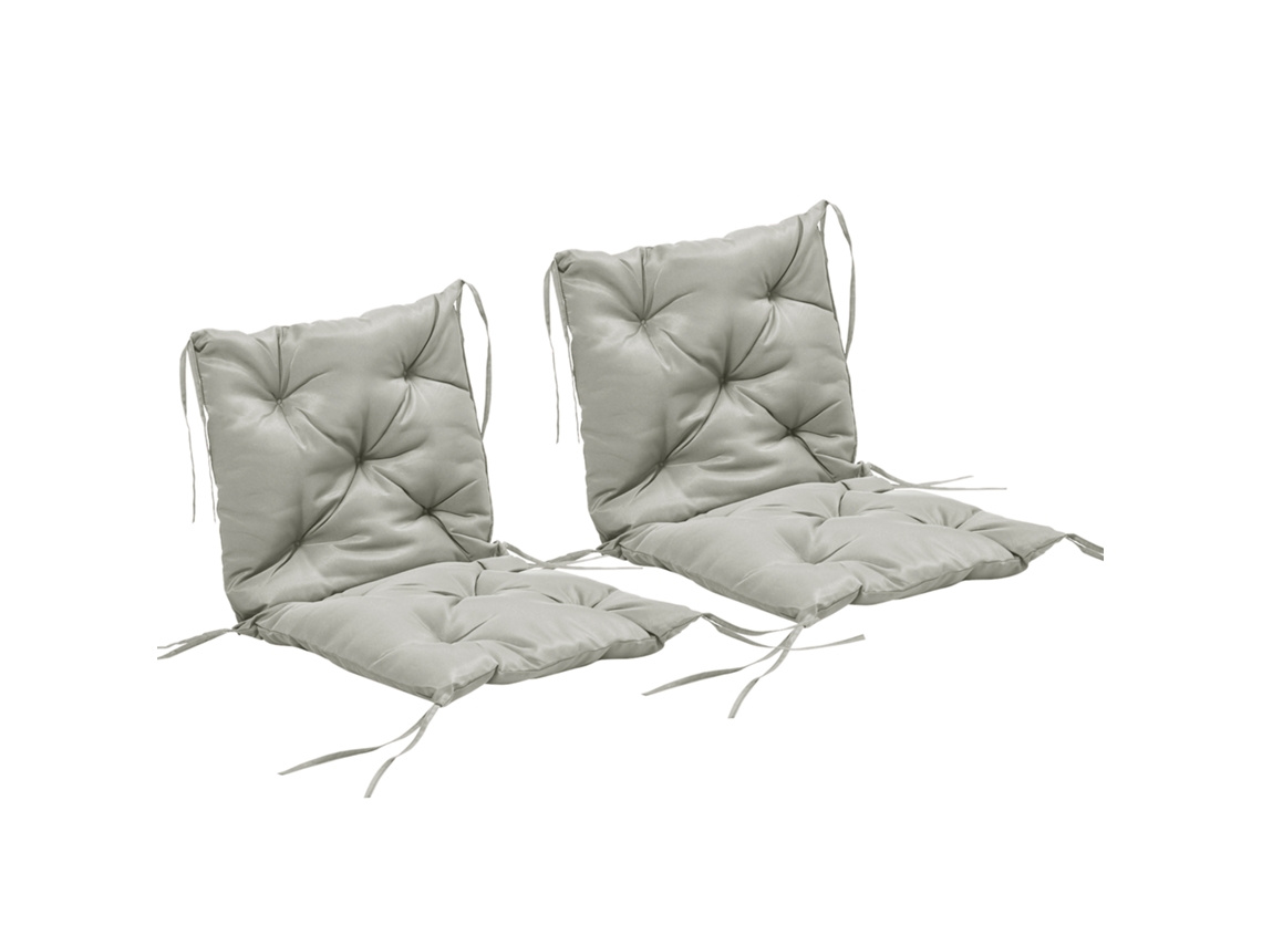 2 almofadas para assento BTFORUS, 98x50cm, com laços, capa de tecido, 8cm de espessura, cinza claro