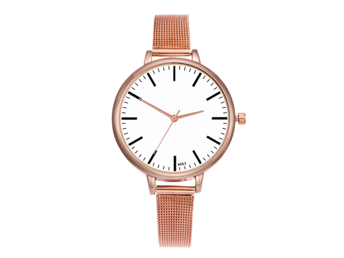 Relógio de Pulso Feminino Elegante de Quartzo Pulseira Ouro Rosa Presente de Aniversário