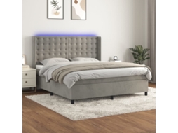 Vidaxl Cama Box Spring C/ Colchão/led 180x200 Cm Veludo Cinzento-claro