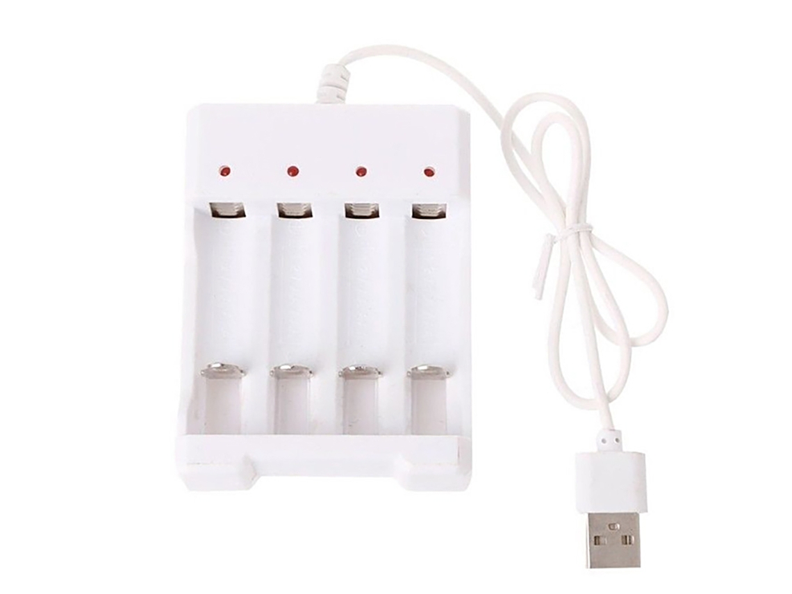 Cargador De Baterías Usb Com 4 Ranuras Para Baterías Recargables Aaa E Aa