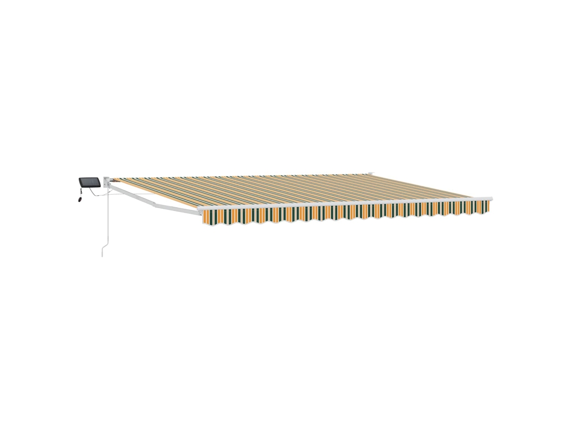 Vidaxl Toldo Retrátil Manual Com Leds Verde, Amarelo, Branco 5 X 3 M