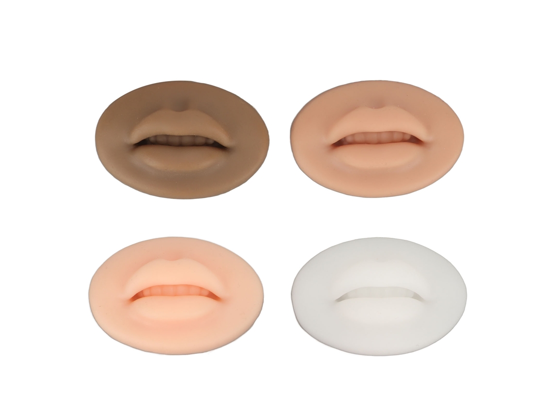 4 Peças Modelo De Lábios De Silicone 3d Suave Flexível Cor Clara Escura Preta Translúcida Prática Para Tatuagem