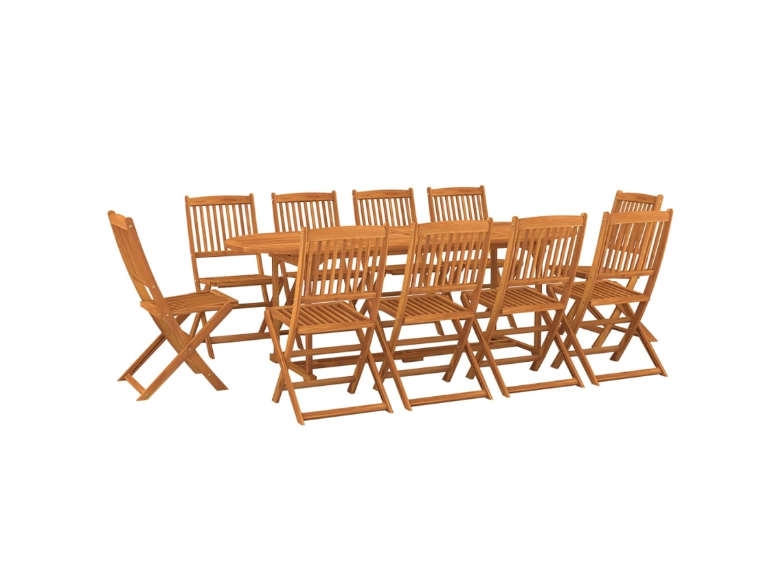 Conjunto 11 de jantar VIDAXL para jardim madeira de acácia maciça
