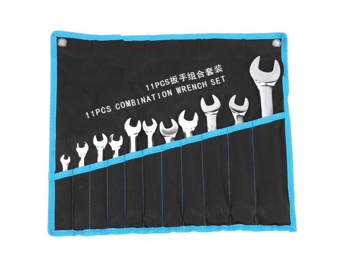 Conjunto de Chaves de Boca Dupla 11pcs Aço com Bolsa de Armazenamento