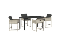 Conjunto 5 Conjunto De Jantar Moderno Vidaxl Cinzento-claro Vime Pe (140 X 70 X 73 Cm)