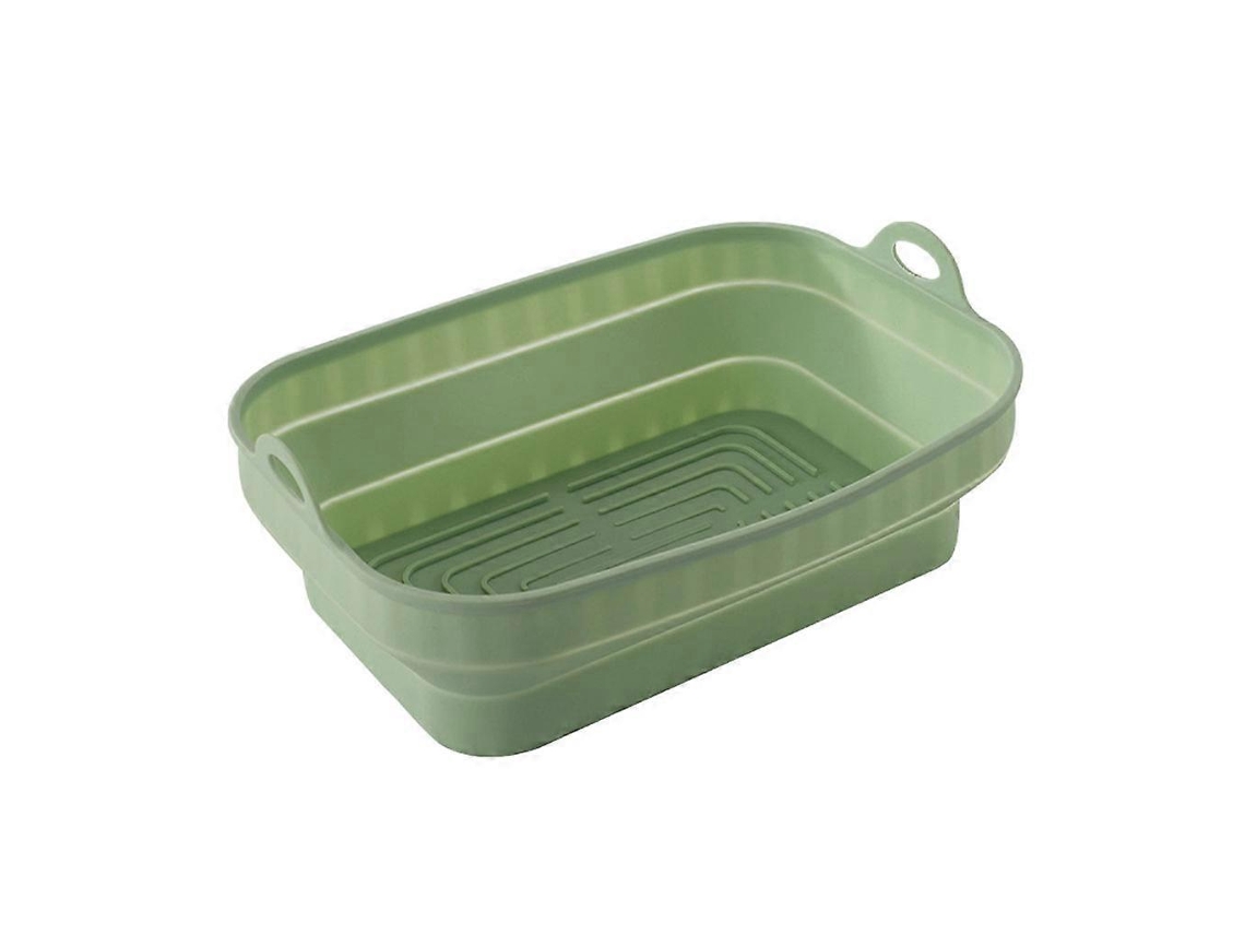 Cesto De Silicone Para Fritadeira A Ar, Formato Quadrado, Dobrável, Bandeja Para Assar Alimentos, Forro De Reposição Para Grelha De Cozinha, Verde