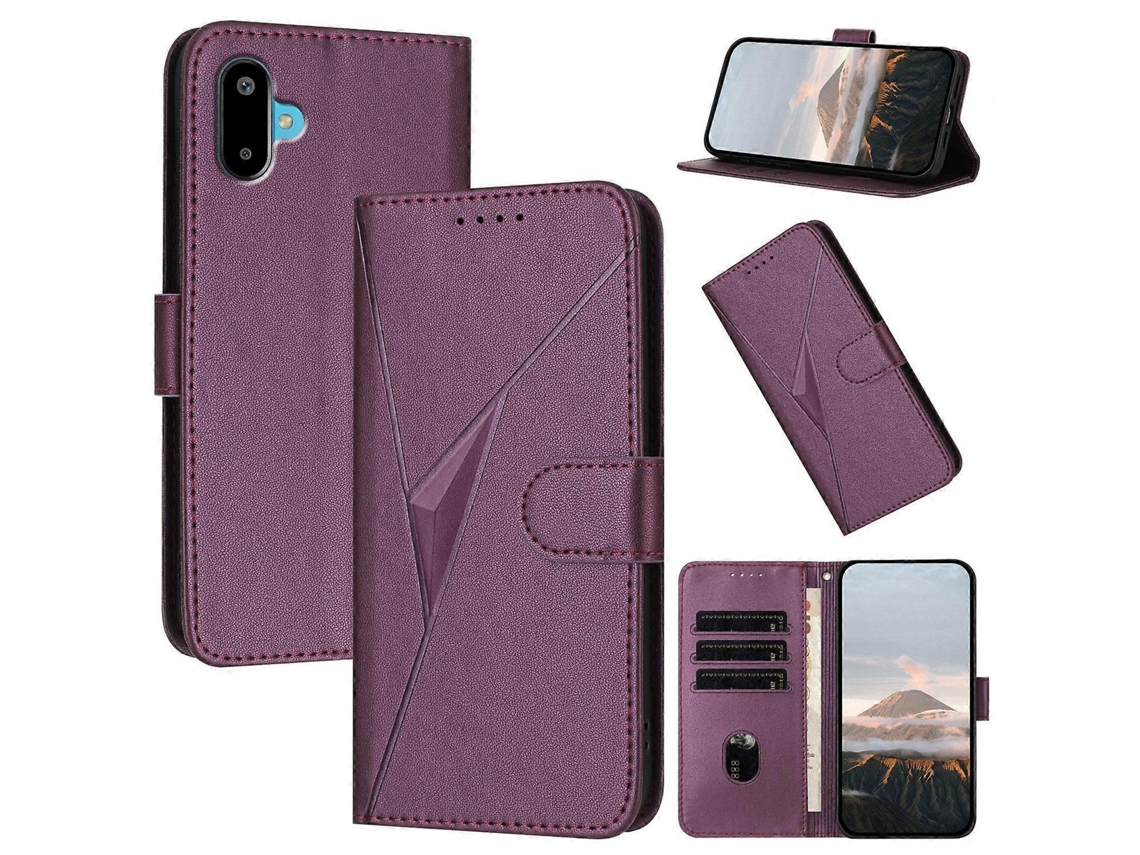 Capa De Couro Com Fecho De Fivela E Padrão Triangular Para Samsung Galaxy F16 5g / M16 5g