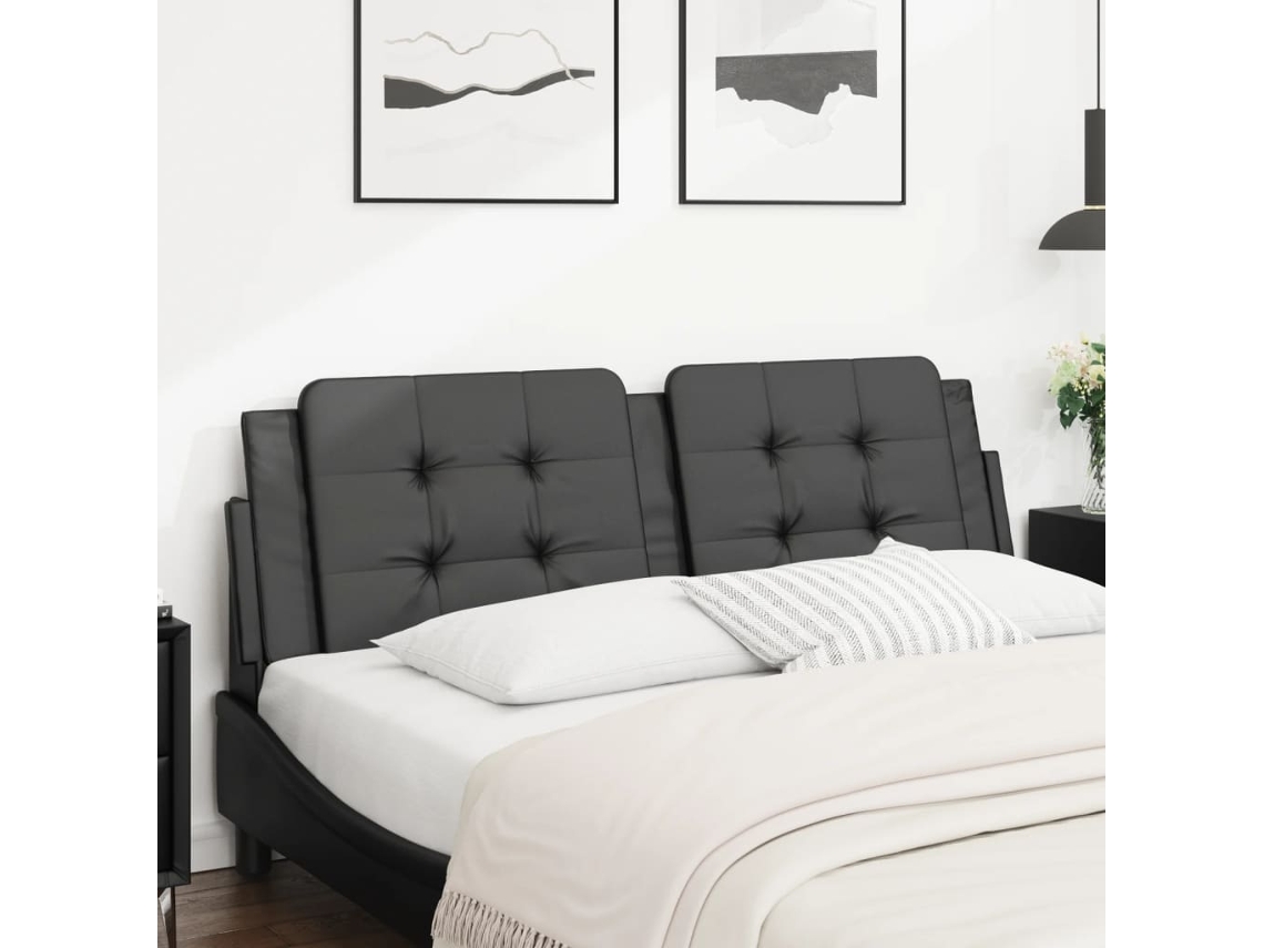 Vidaxl Almofadão De Cabeceira Zadar 160 Cm Couro Artificial Preto