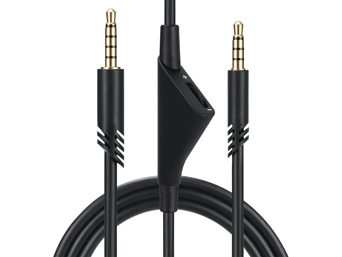 Cabo Áudio Zruxe Para Auscultadores Logitech A10, A30, A40, A50 Jack 3.5mm Com Controlo De Volume 2m
