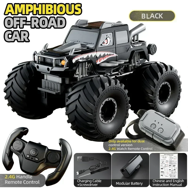 Carro Anfíbio 4wd com Controle Remoto, À Prova D'água, para Escalada, Modelo Elétrico MDUG (preto)