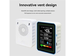 Lurelia Medidor De Qualidade Do Ar 5 Em 1 Hcho/tvoc/co2, Temperatura/humidade, Tuya, Com Visor Digital, Bateria 1200 Mah Usb, Preto