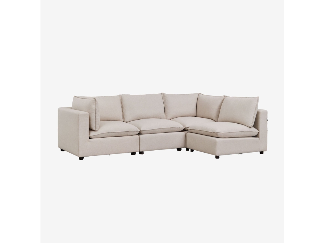 Sklum Sofá Modular Daniela De 4 Peças Poliéster                       Tecido Creme Bege