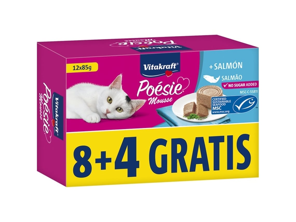 Pack Natal para Gatos VITAKRAFT Poésie Mousse (Sabor: Salmão - Pack 8+4 Unidades)