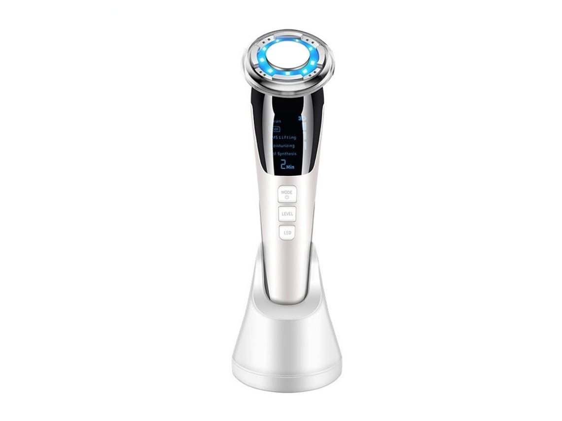 Massajador Facial Calor Cool Facial Aperto Portátil Led Vermelho/azul Massageador Facial 5 Modos E 3 Engrenagens Branco Yunzii