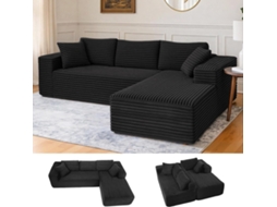 Sofá Modular De 105,sofá Em L Com Braços Largos, Tecido De Bombazine,chaise Longue,sem Necessidade De Montagem Comhoma