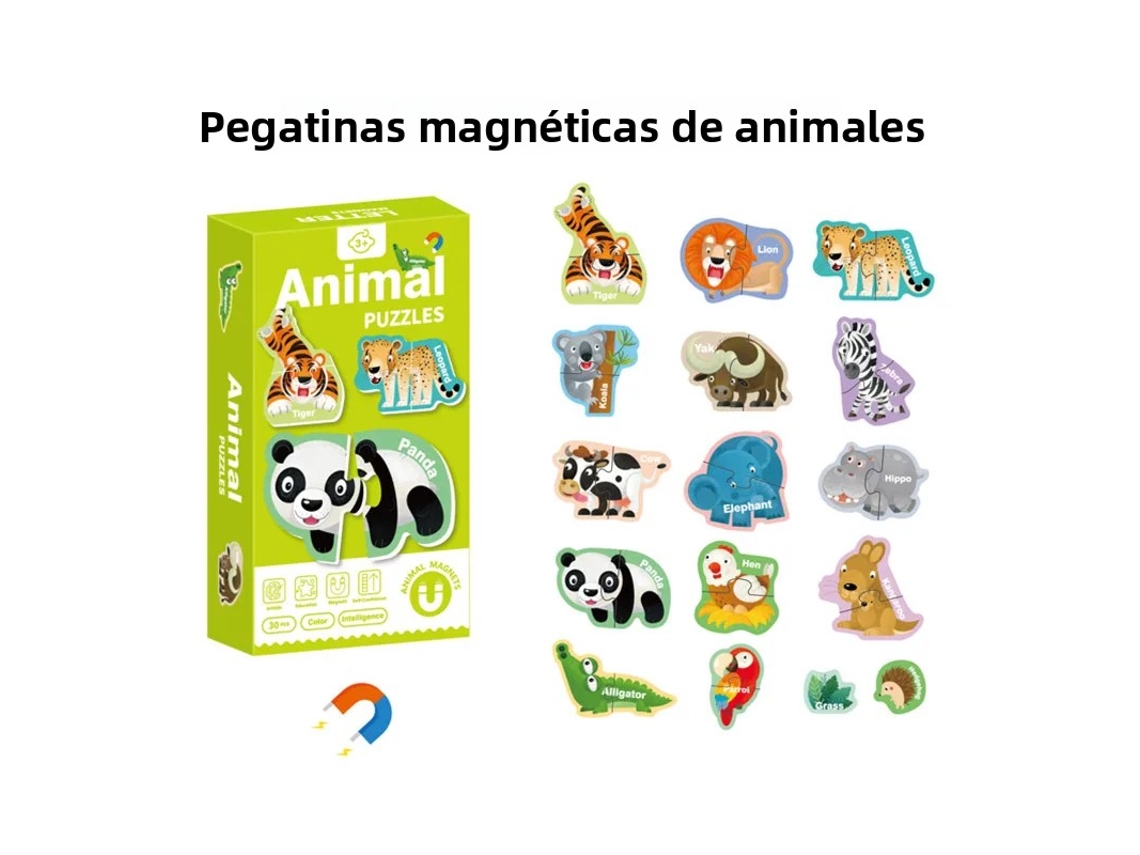 Com Letras, Números E Padrões De Animais, (estilo 3) Quebra-cabeça Magnético Para Geladeira.
