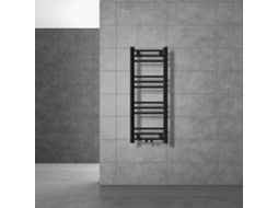 Radiador Toalheiro Luxebath 300x800mm Preto Mate Reto Conexão Ao Solo, Con Termostato