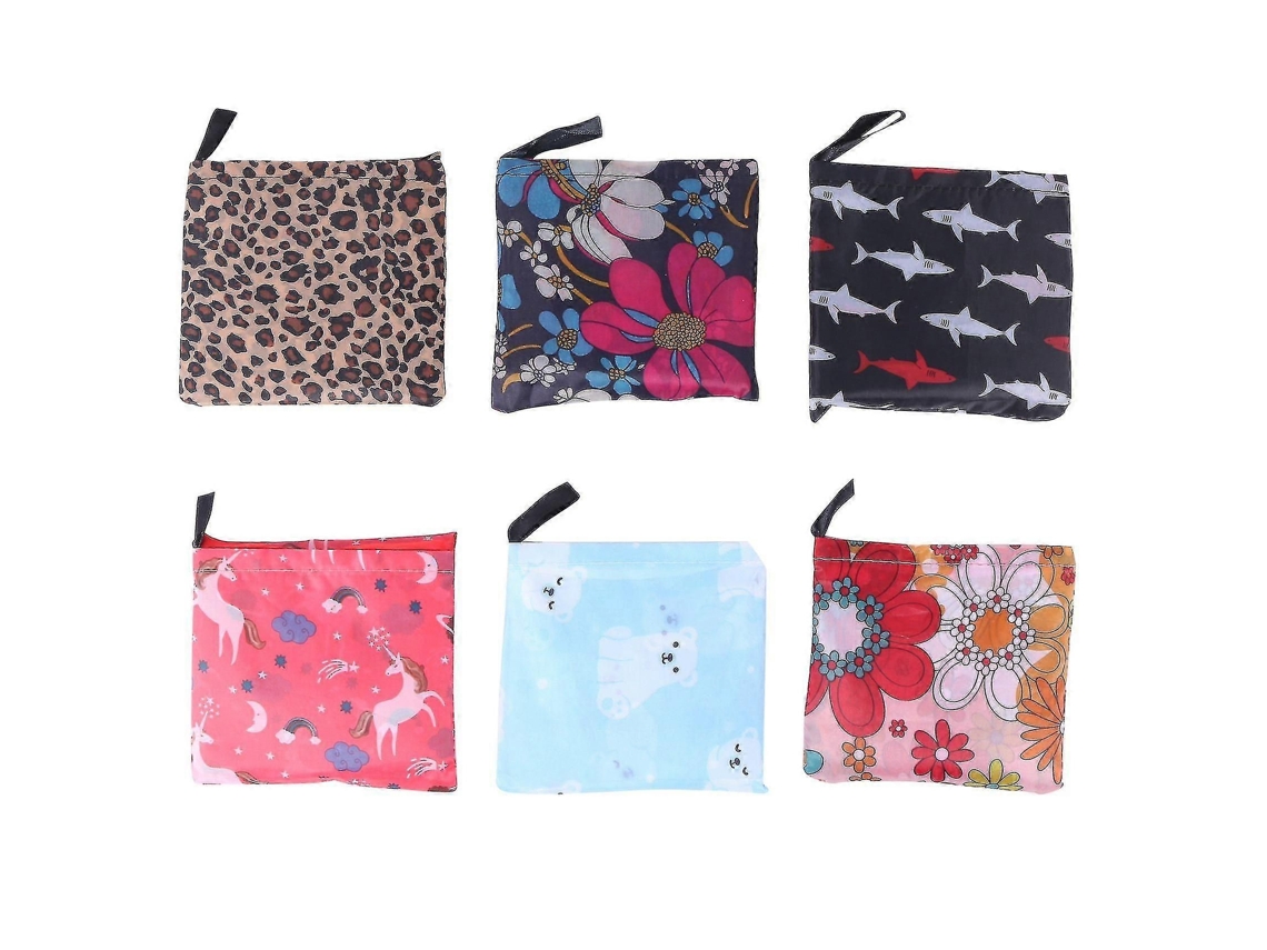 Pacote com 6 Sacolas de Compras Reutilizáveis, Dobráveis ​​e Resistentes, em 6 Estilos Diferentes. GOKOCO