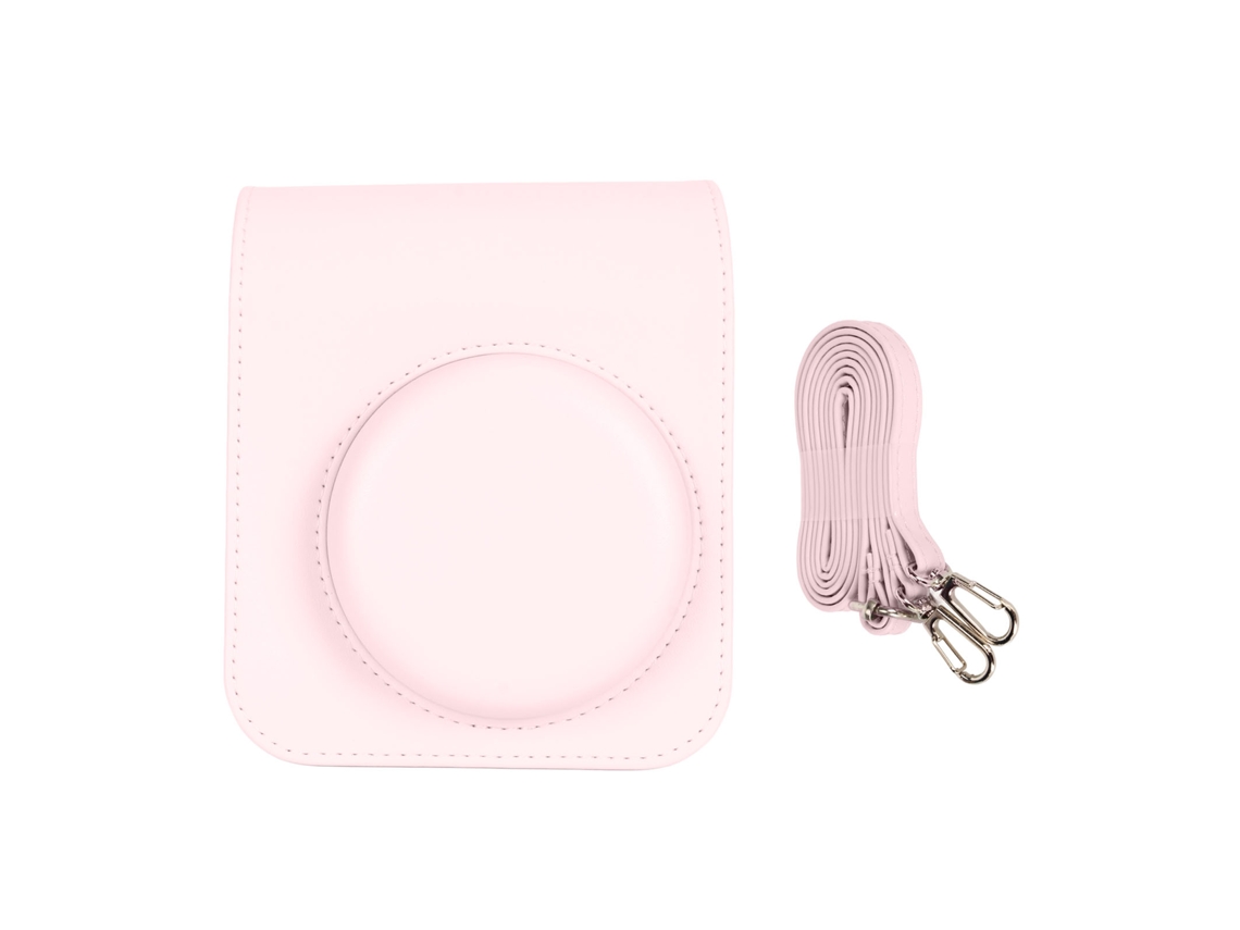 Capa Protetora De Couro Pu Para Câmera Fuji Instax Mini 12 Com Cinto Ajustável Rosa