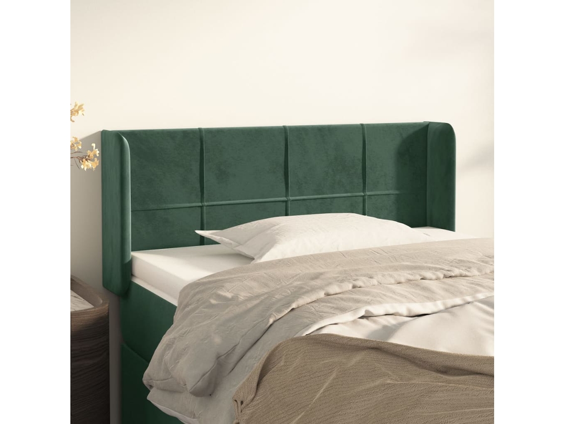 Cabeceira De Cama C/ Abas Veludo 103x16x78/88cm Verde Escuro Lovely Home
