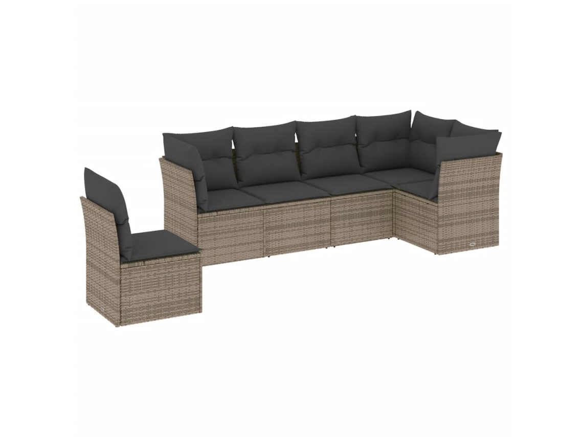 Conjunto de 6 Sofás de Jardim com Almofadões Vime Cinzento MAISON EXCLUSIVE (80x200 cm)