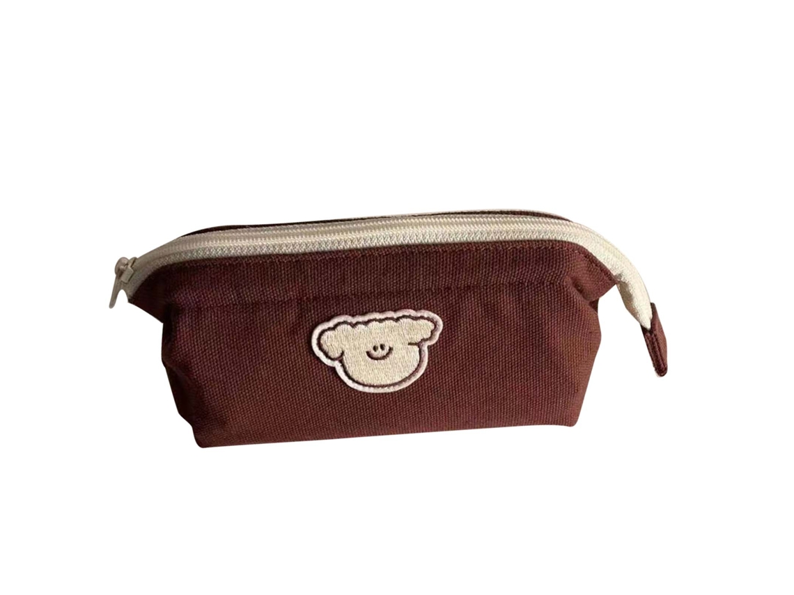 Estojo grande com fecho macio, estampa de animal fofo, ideal para escola ou escritório, com desenho de cachorrinho.