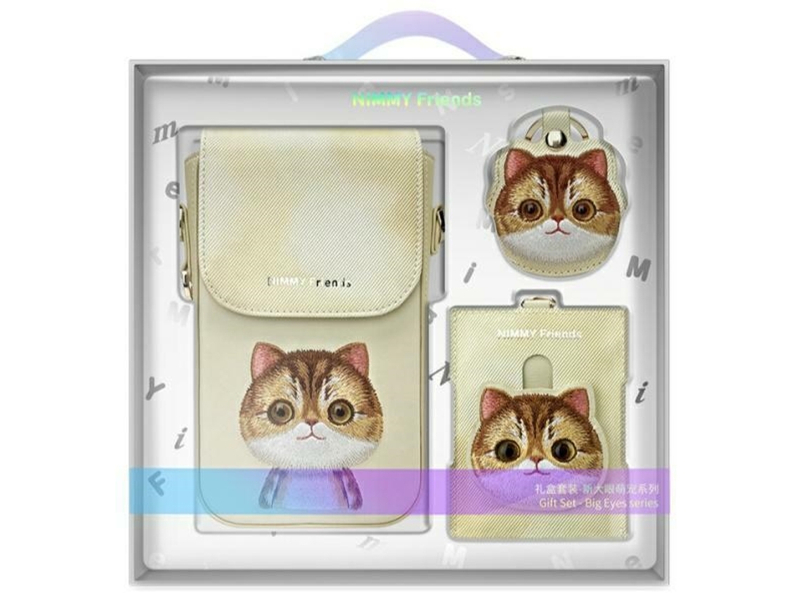 Bolsa Nimmy Carteira Capa De Celular Universal Khaki Olhos Grandes Gato De Estimação