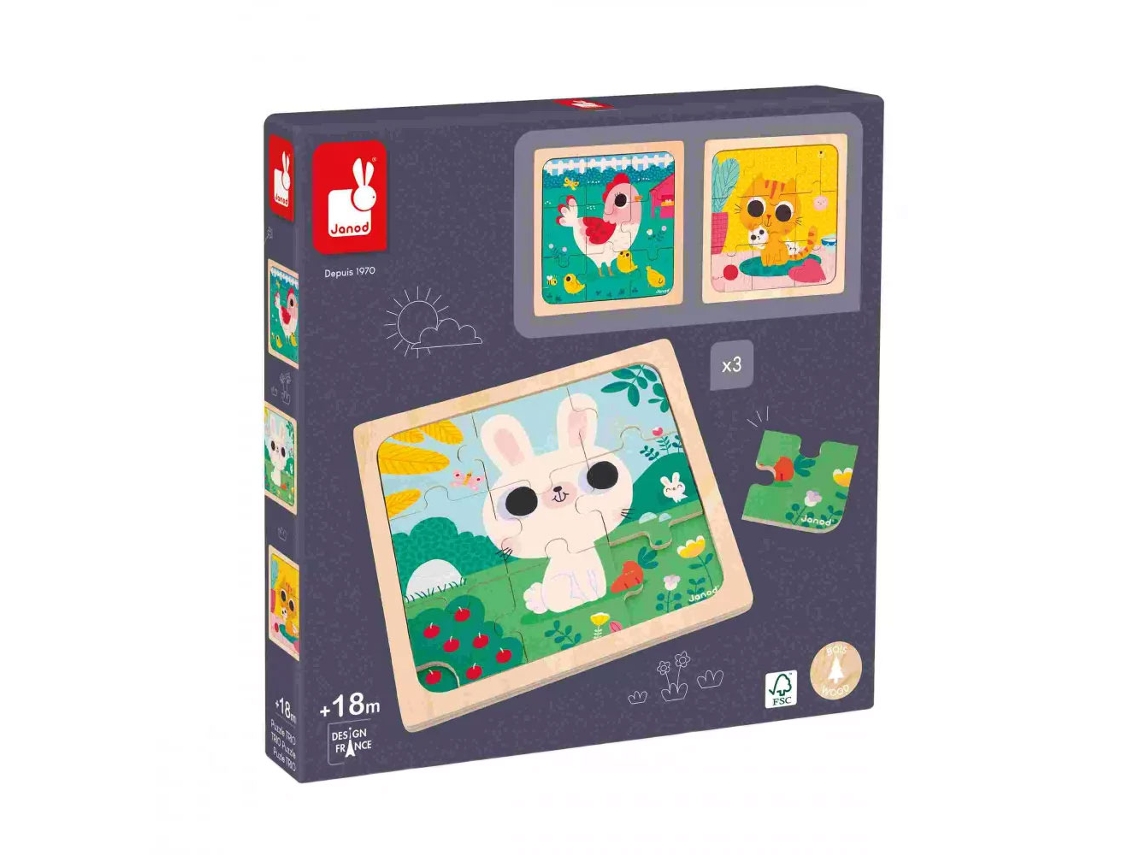 Puzzle de Madeira JANOD 9 Peças C/3 J07113